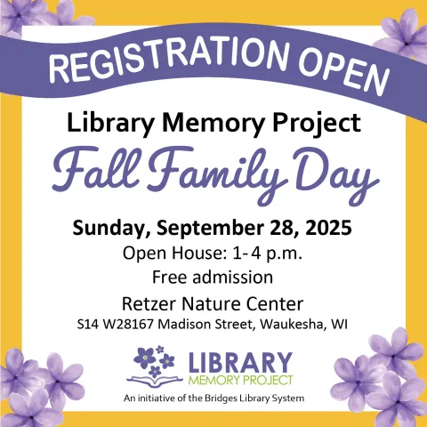 Registration open graphic for Fall Family Day Sept 28 1-4pm