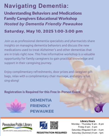 hands held next to the Dementia Friendly Pewaukee logo